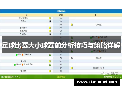 足球比赛大小球赛前分析技巧与策略详解